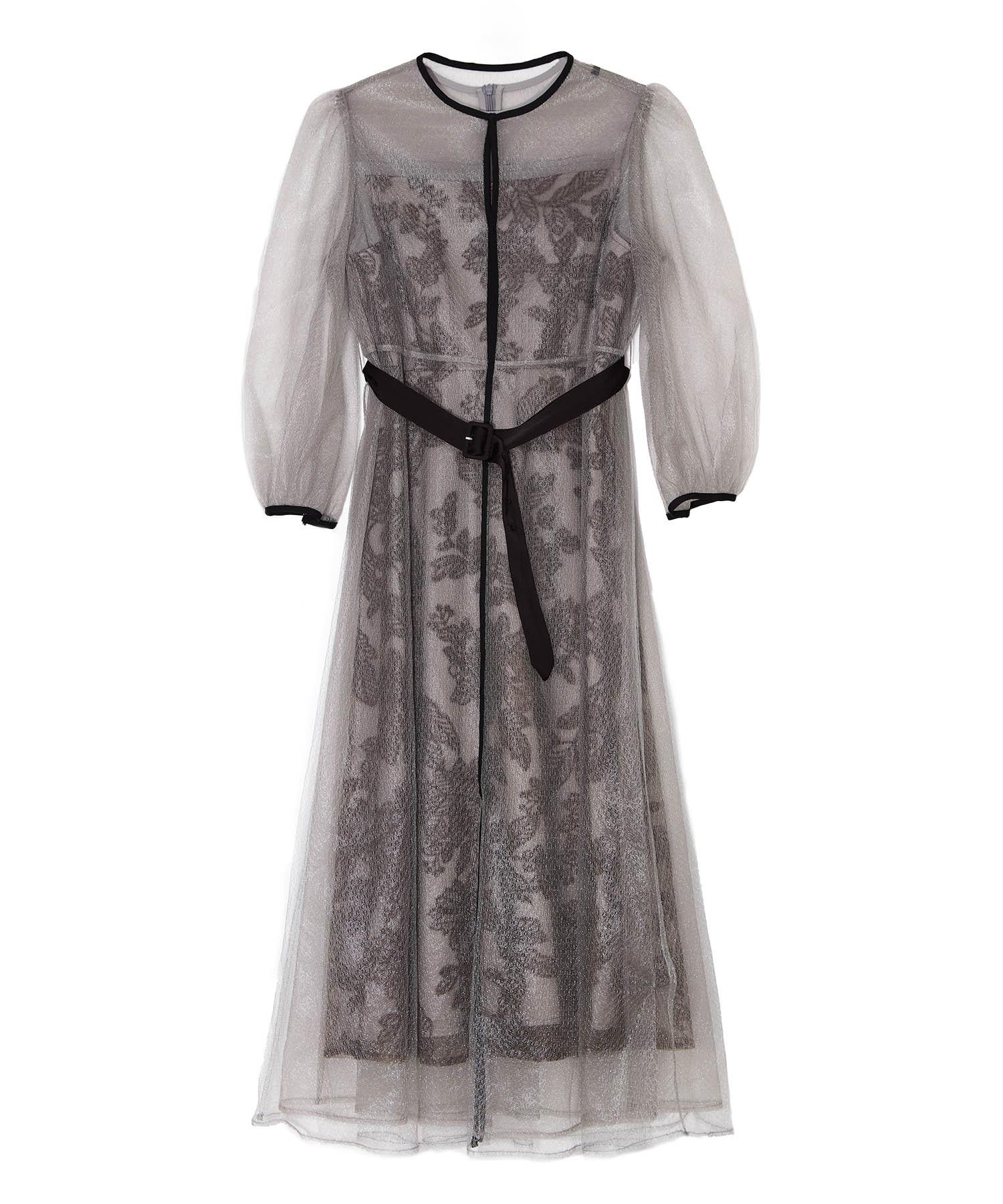 当日発送】チュールパイピングリーフベルトAラインドレス/パーティー