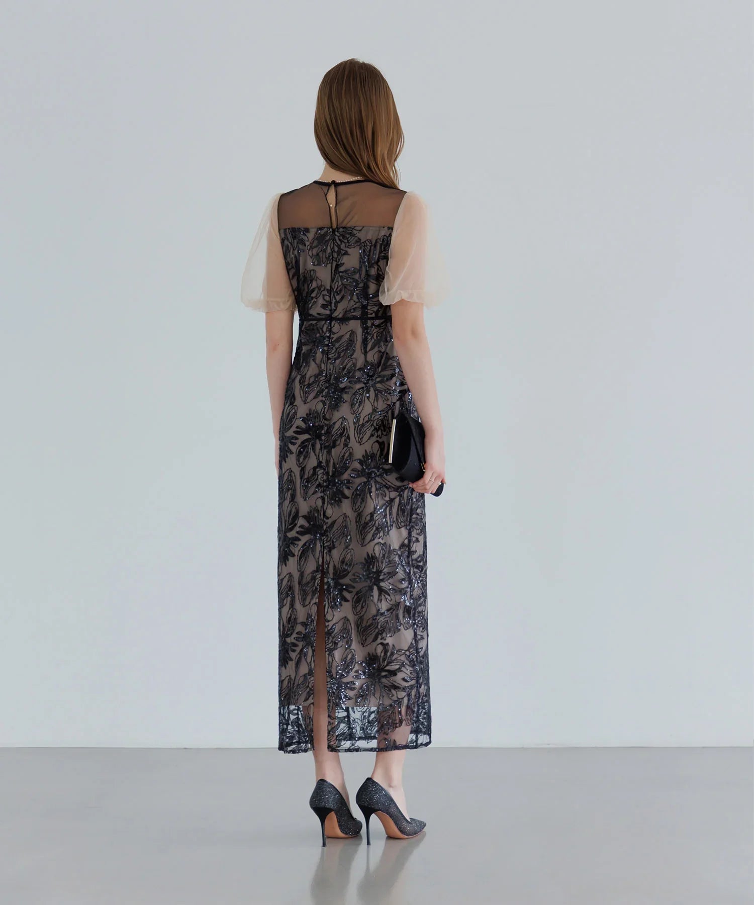 当日発送】アシンメトリーシアーフラワーワンピース結婚式ドレス