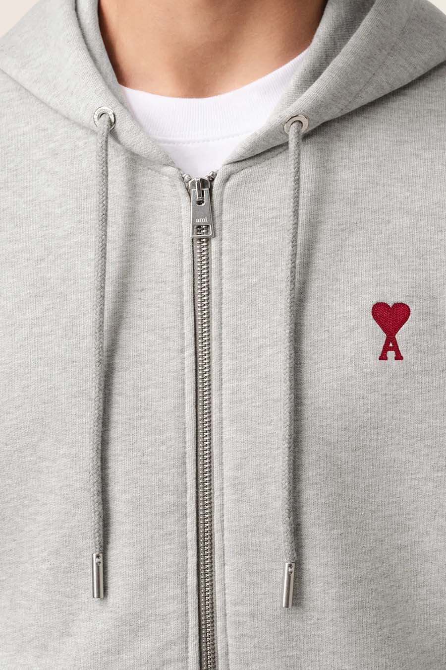 AMI PARIS - HEATHER ASH GREY AMI DE COEUR ZIP HOODIE – LE LABO STORE