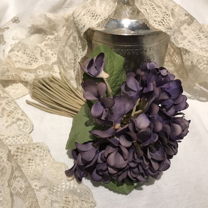 布花 スミレの花束 葉付き décoration・飾り