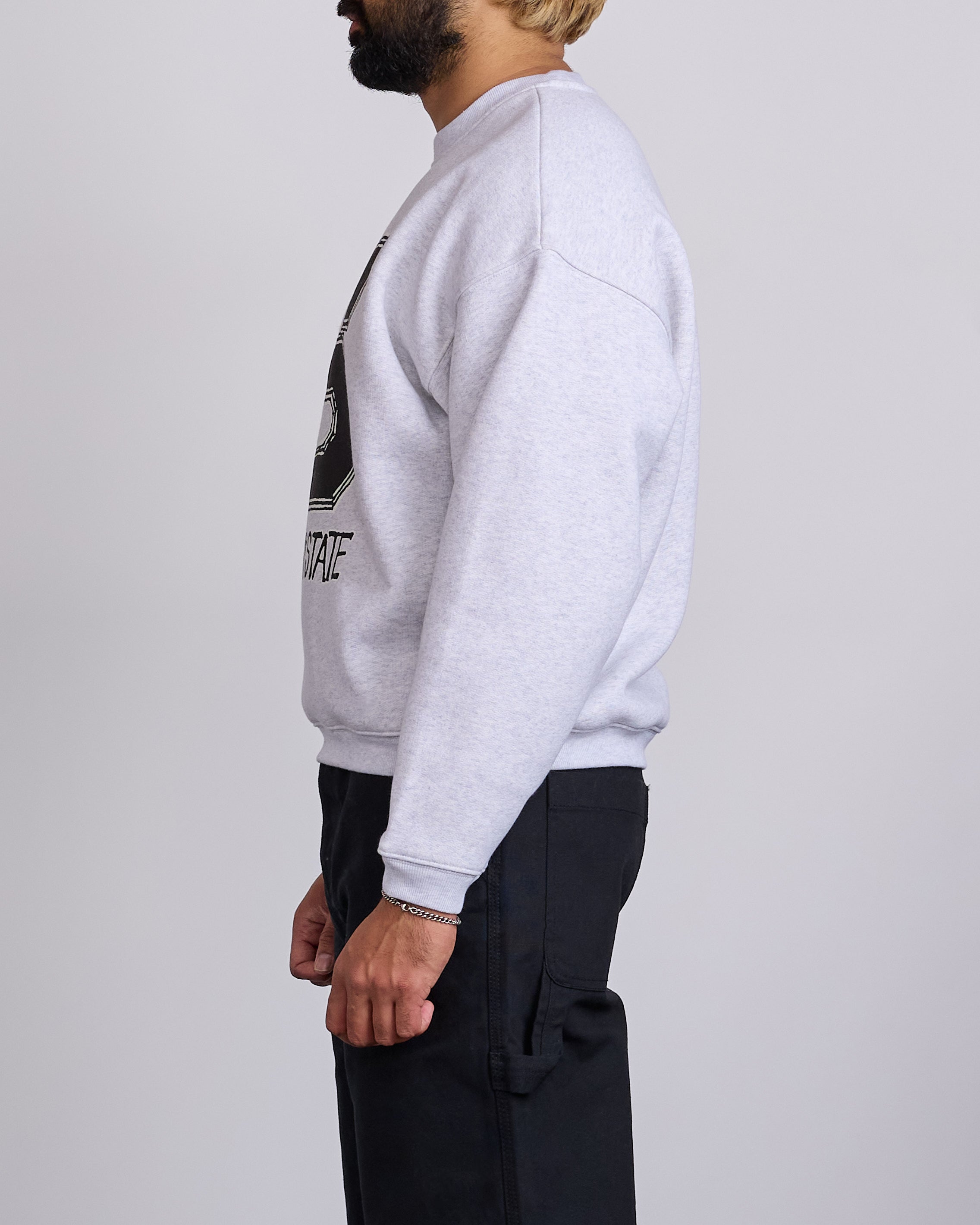 Stussy State Crewneck Ash Heather – LESS 17