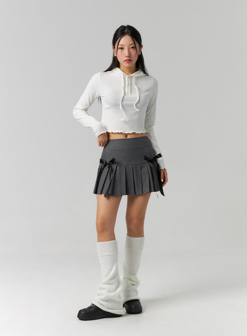 Ribbon Pleated Mini Skirt CS320 - Korean Women's Fashion | LEWKIN