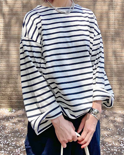 Canaria Style】裾ドロスト入りバスクボーダープルオーバー | TOPS