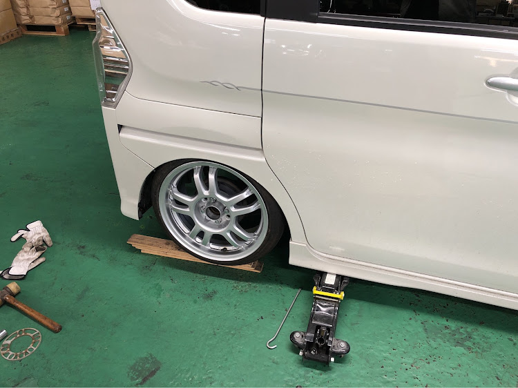 タントカスタムのDIY・キャンバープレート3度・トーイン・ホイール交換