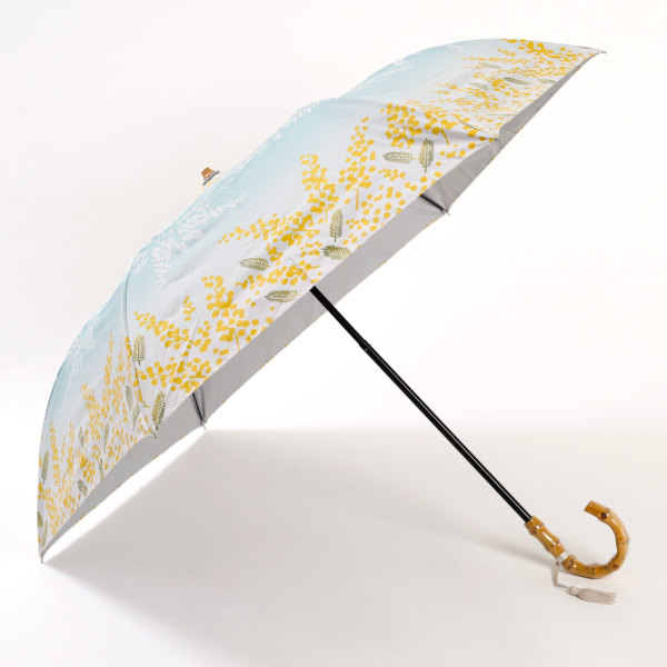 晴雨兼用2段ミニ折りたたみ日傘【ミモザ（水色/みずいろ
