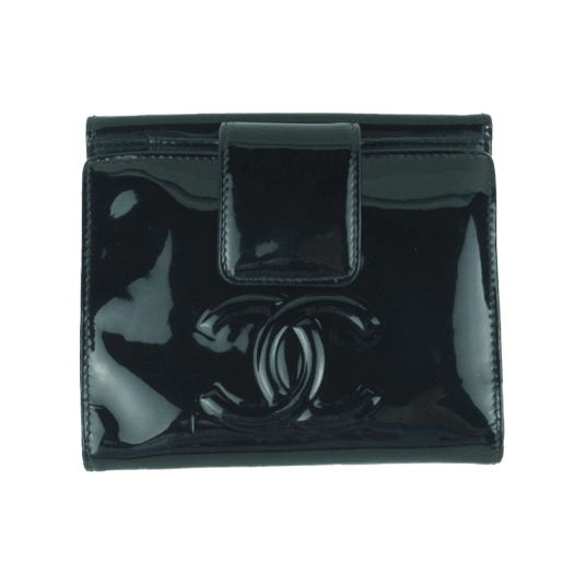 シャネル カメリア エナメル ココマーク 二つ折り 財布 イタリア製