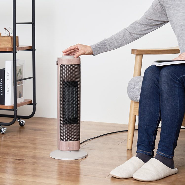 タワー型セラミックファンヒーター&ファン -Premium WOOD- LCAWA006