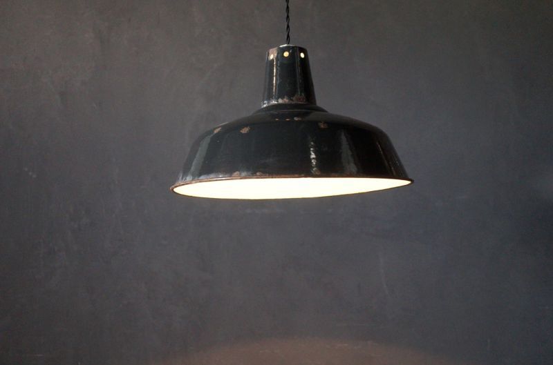 FRANCE antique フランスアンティーク ホーロー ランプシェード BLACK