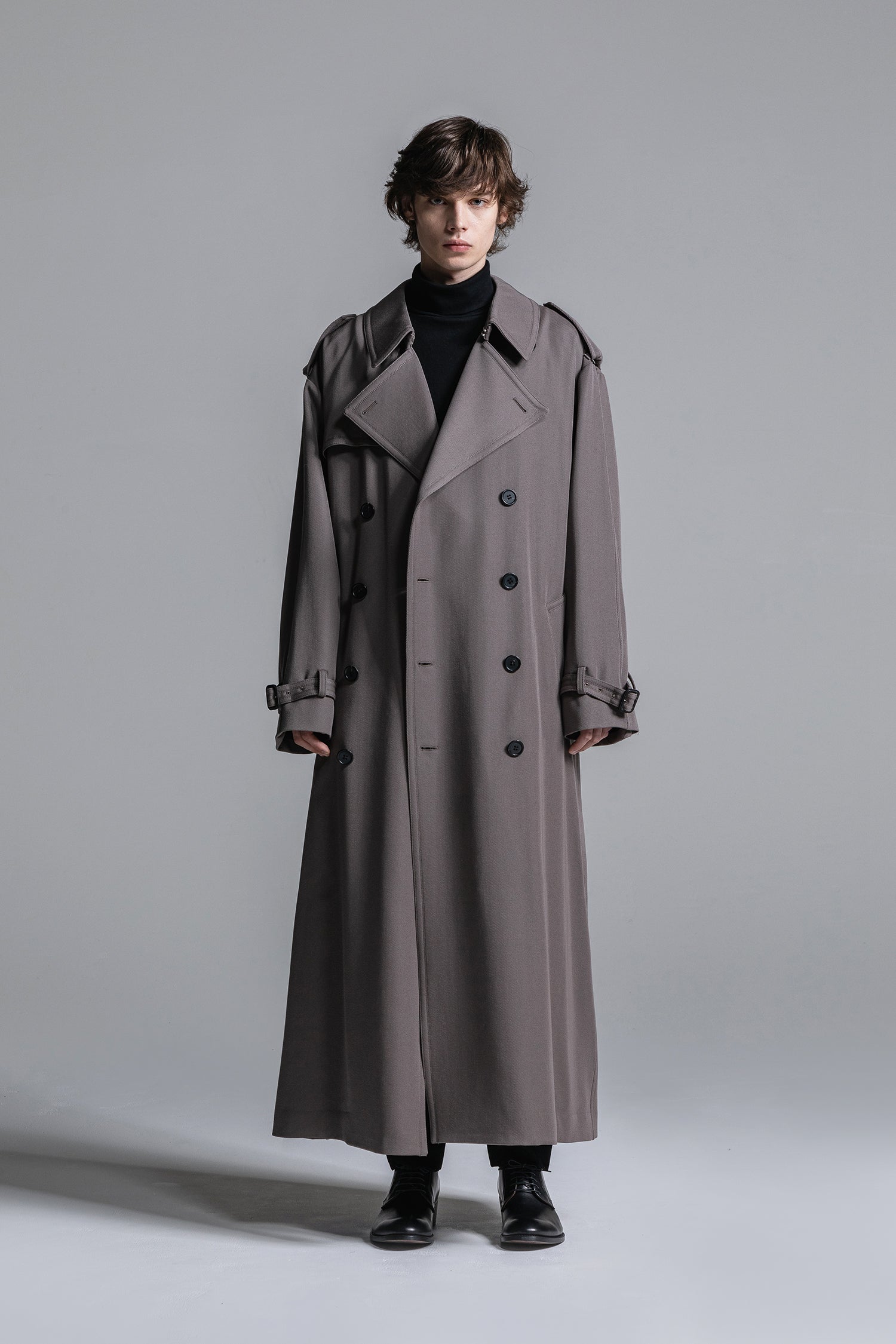 WOOL GABARDINE OVERSIZED MAXI TRENCH COAT | ウールギャバジン