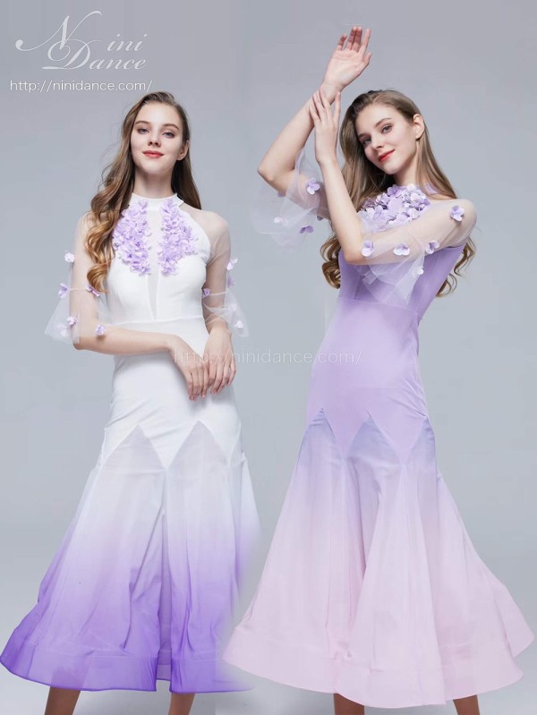 SP127花びらに淡い色グラデーションのモダンドレス(2色) : 社交ダンス