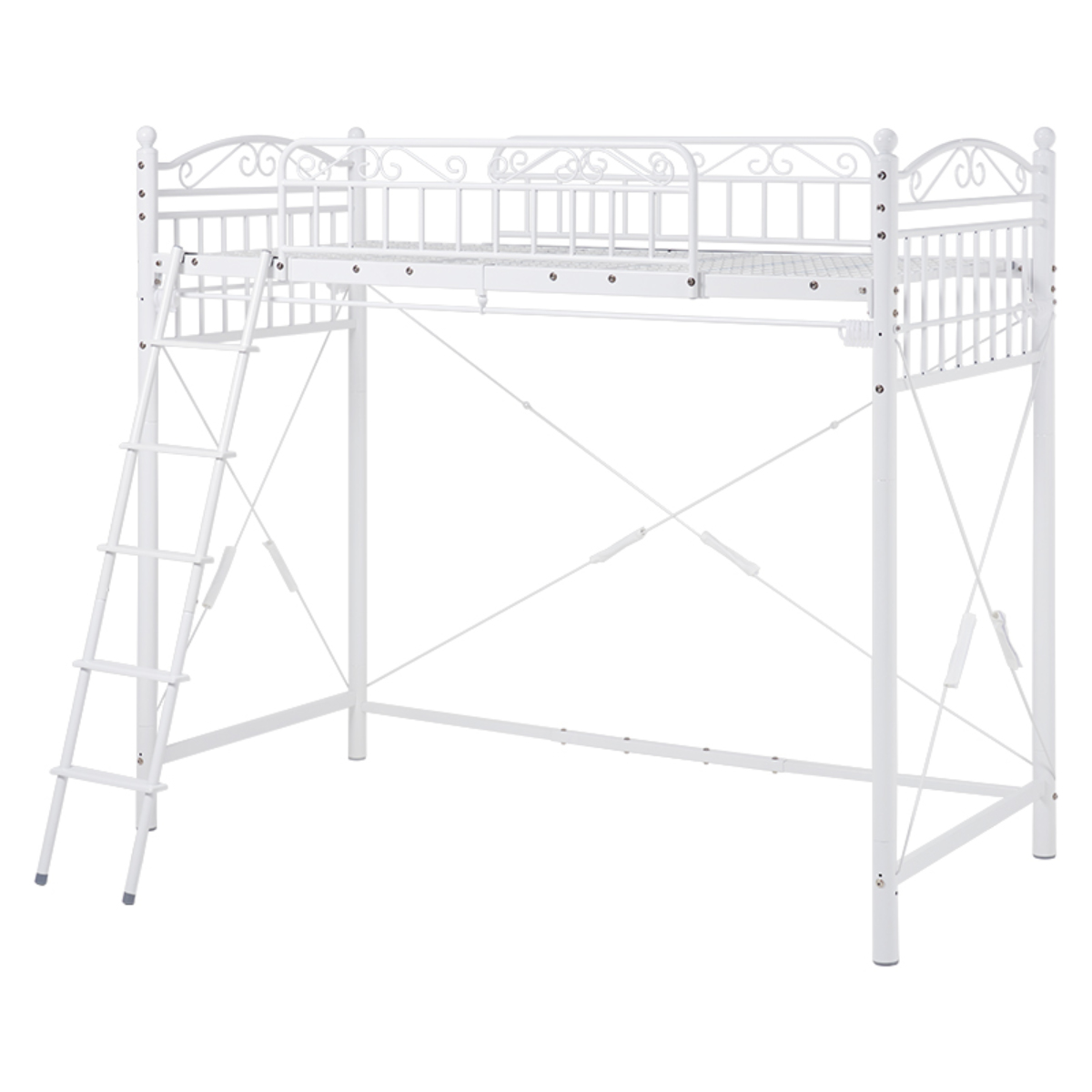 dショッピング |ロフトベッド シングル ハイタイプ 姫系 収納 2WAY