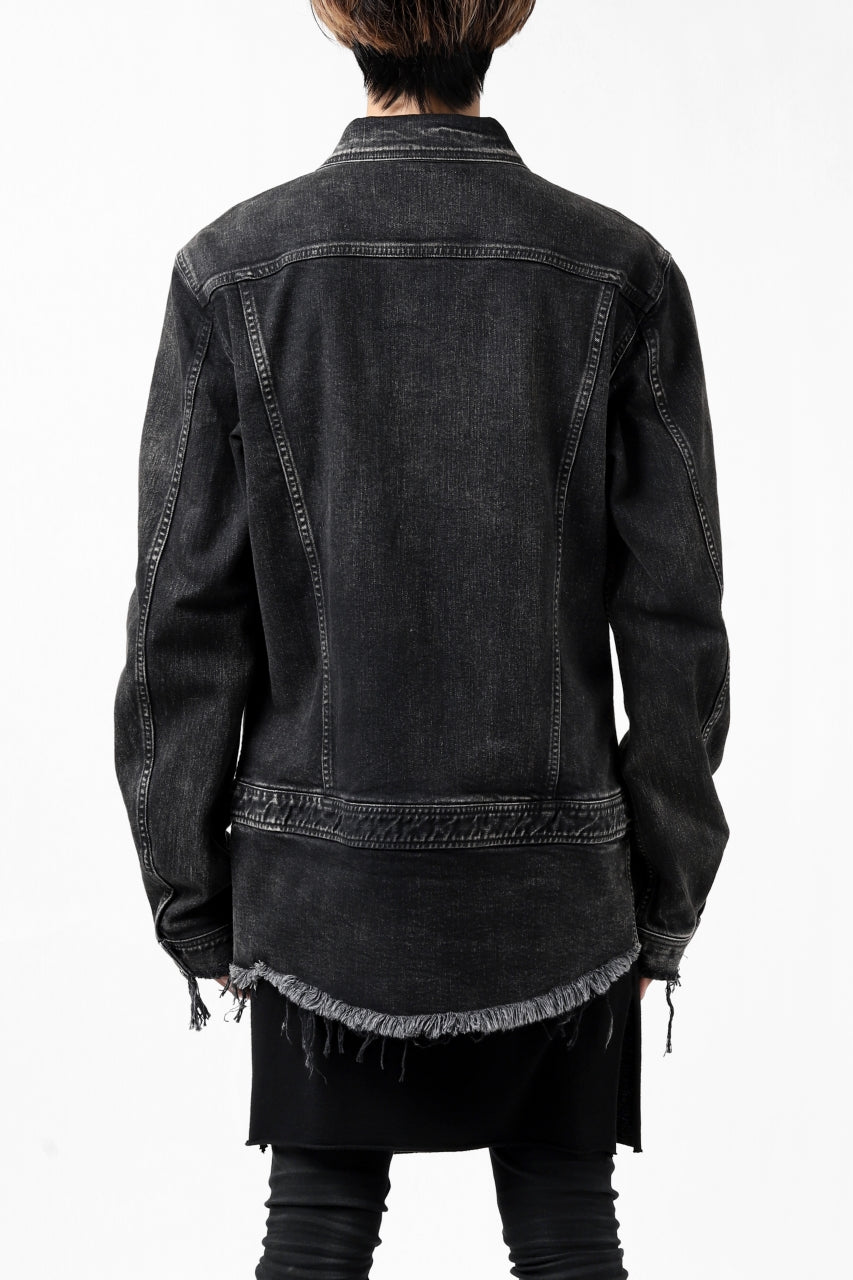 ISAMU KATAYAMA BACKLASH TRUCKER DENIM JACKET / SPLASH DYED (BLACK