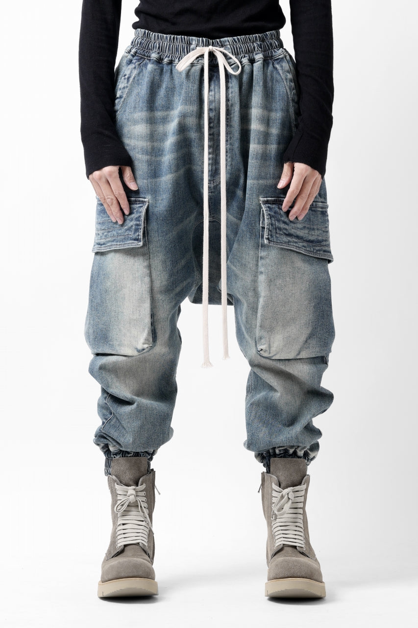A.F ARTEFACT EASY SARROUEL CARGO PANTS / FADED AGEING DENIM (BLUE
