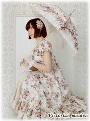 レース付きホワイト傘 八角形 ヴィクトリアンメイデン レース付き