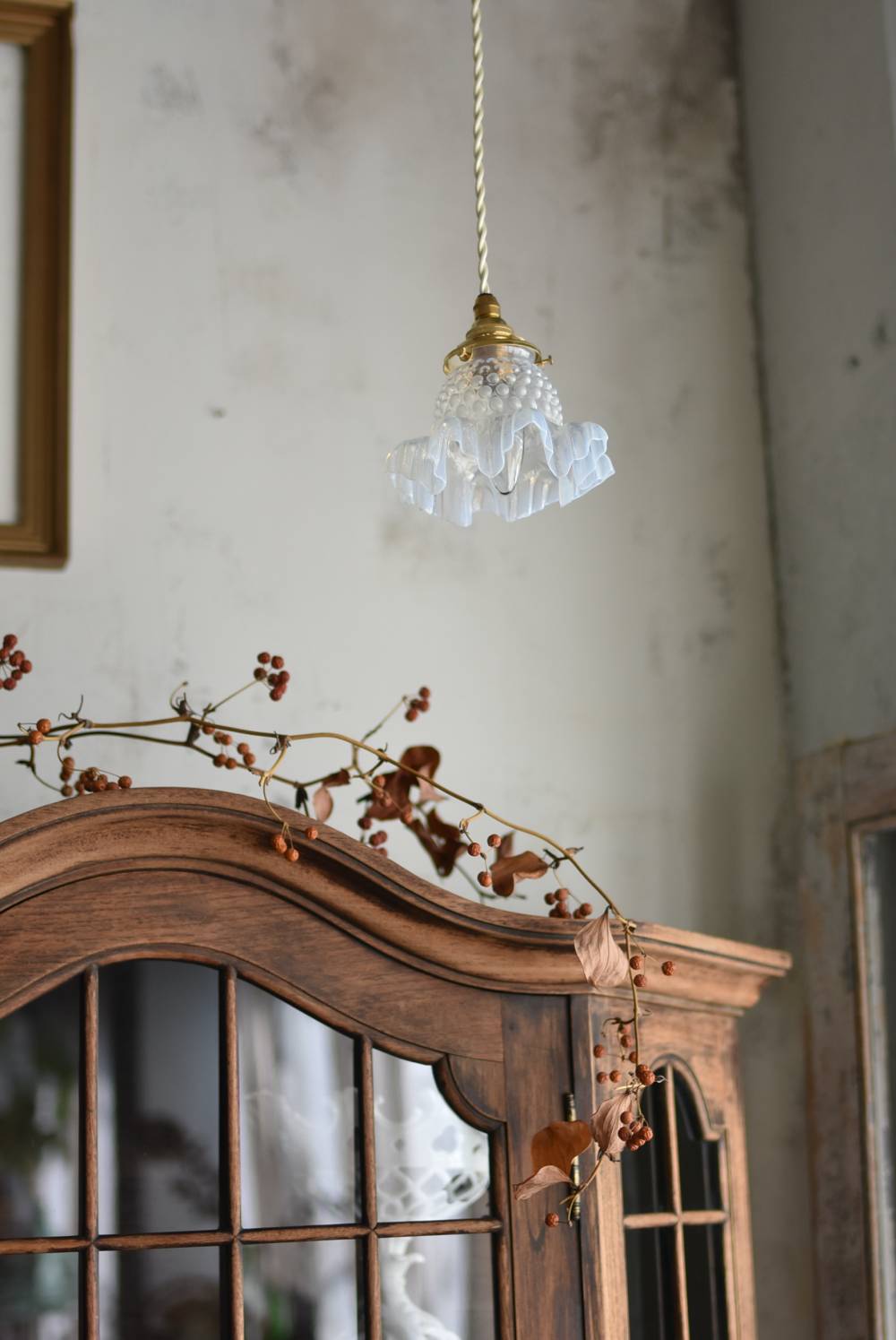 アンティーク照明 フランス オパールセントガラスシェードランプ.2 1灯