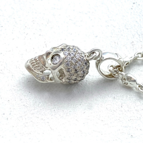 HEAVY SKULL PENDANT Silver / Zirconia on Eyes and Head PENDANT