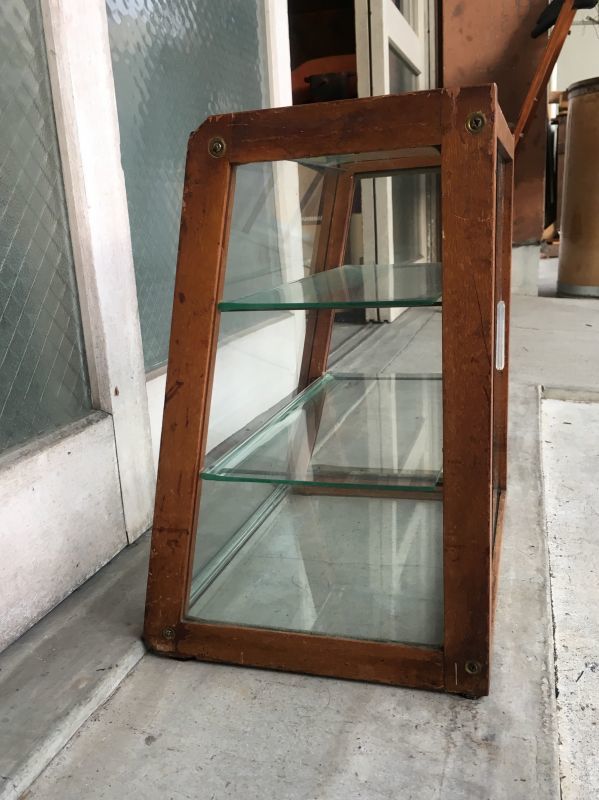 1940'S 50'S 木製枠 全面ガラス ショーケース 展示ケース ディスプレイ