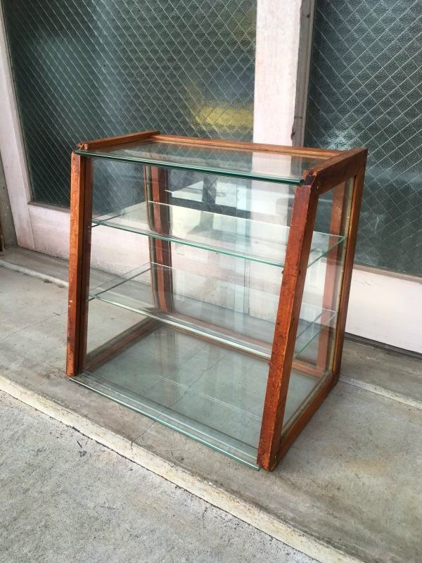 1940'S 50'S 木製枠 全面ガラス ショーケース 展示ケース ディスプレイ