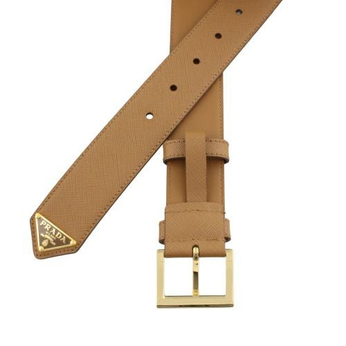 プラダ ベルト レディース トライアングルロゴ サフィアーノ ブラウン