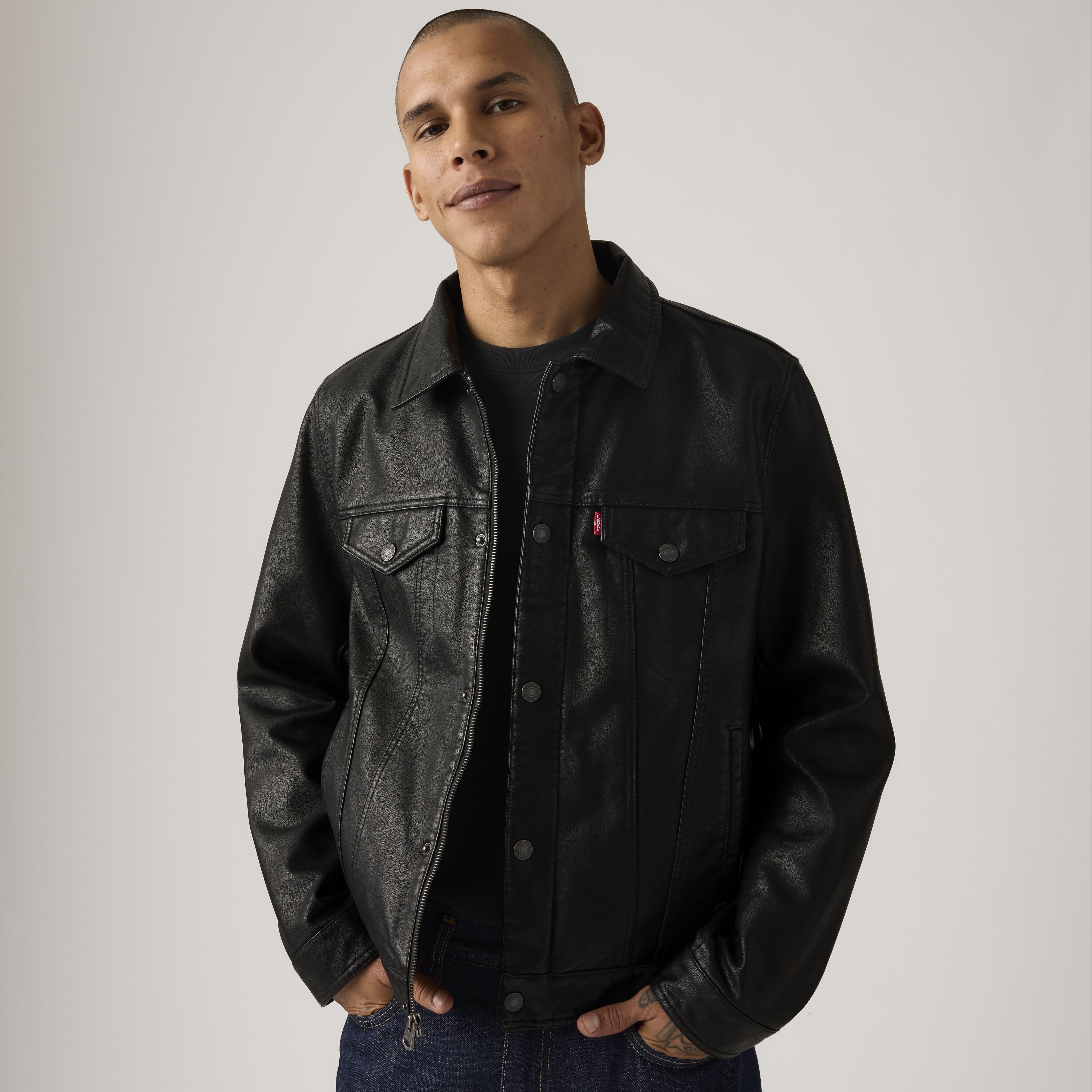 Faux Leather Trucker Jacket - Black | Levi's® US