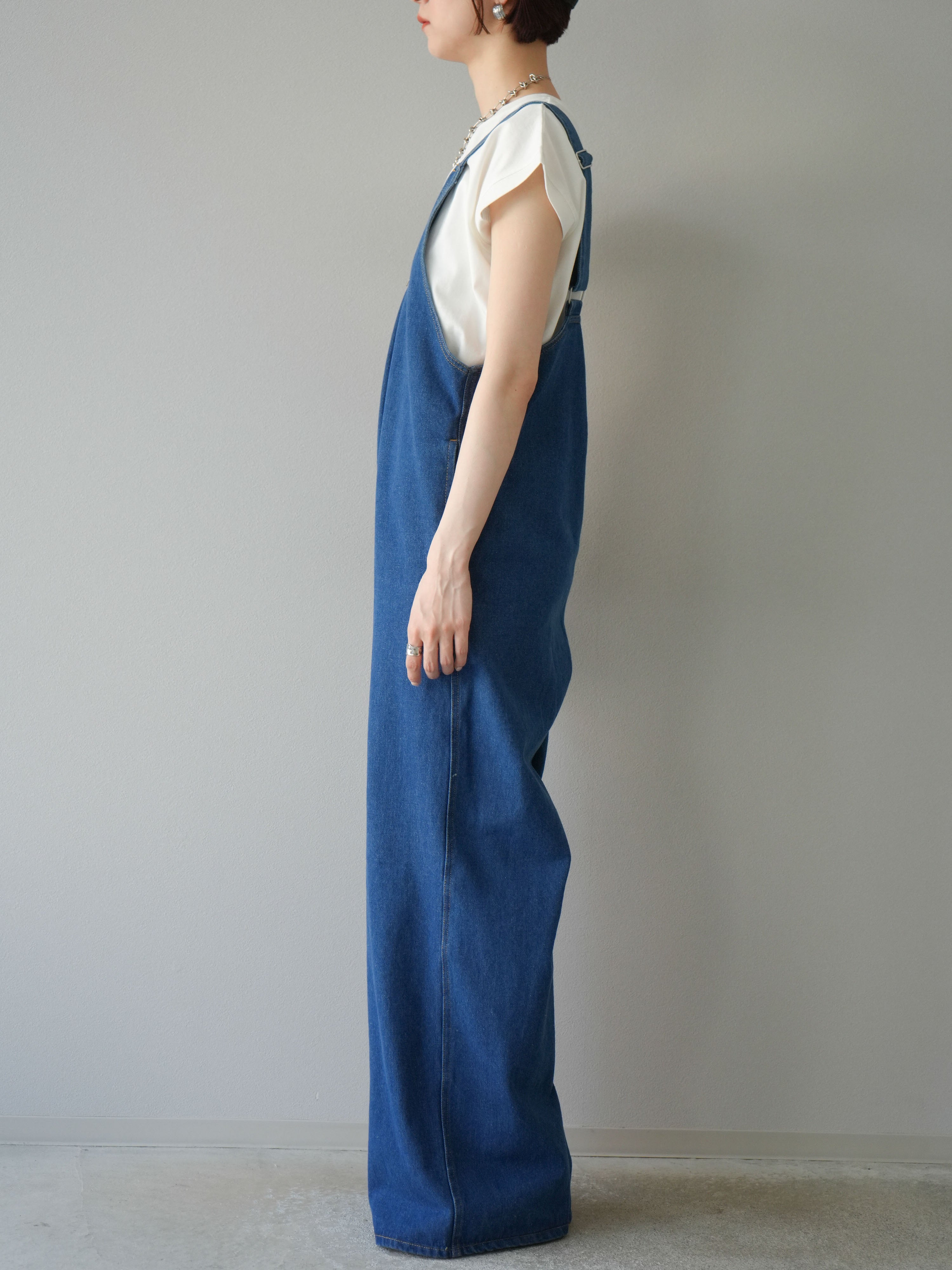 予約]フロントZIP Vネックデニムサロペット/ブルー – Lumier