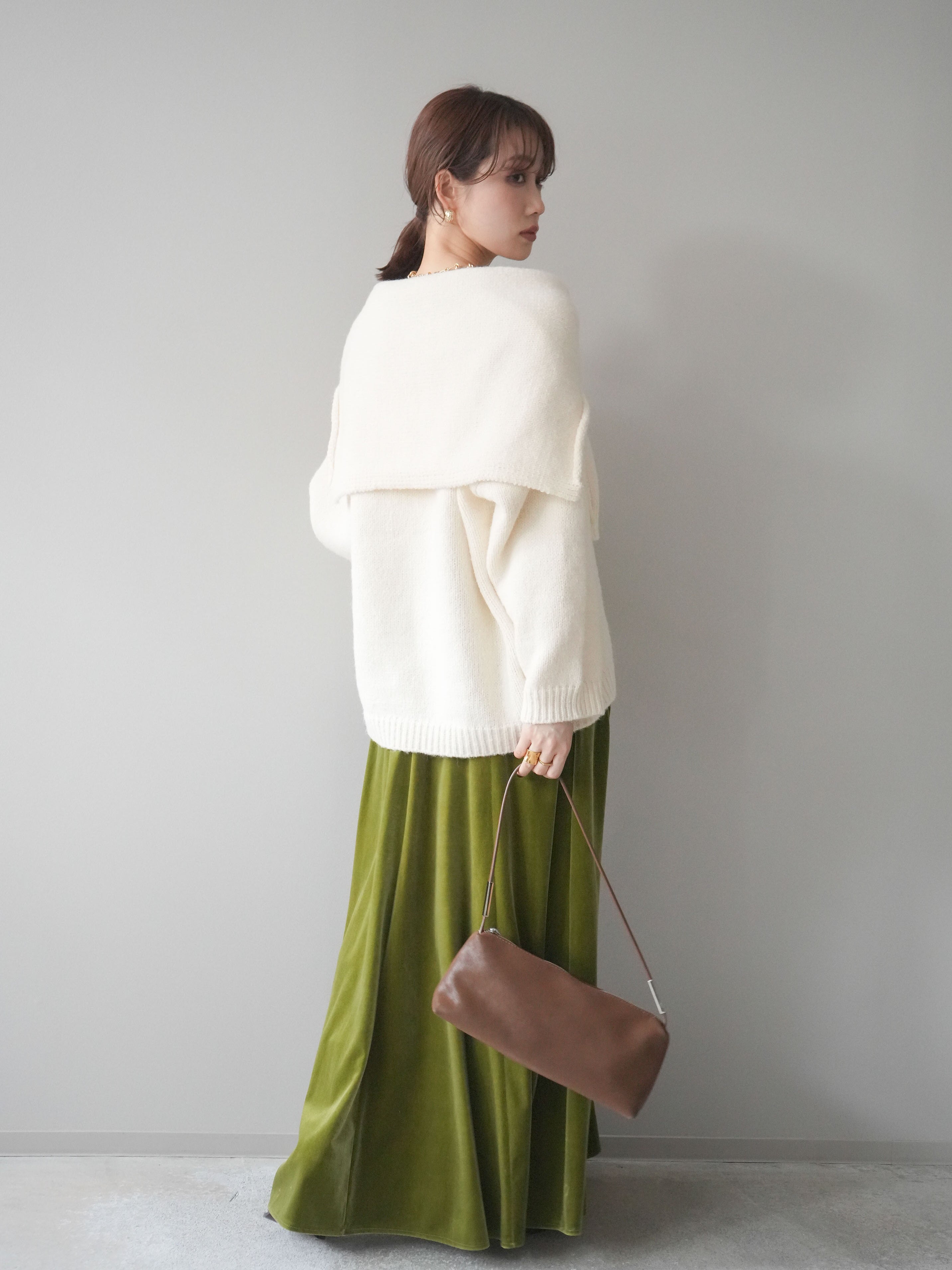 予約]ベロアフレアスカート/green – Lumier