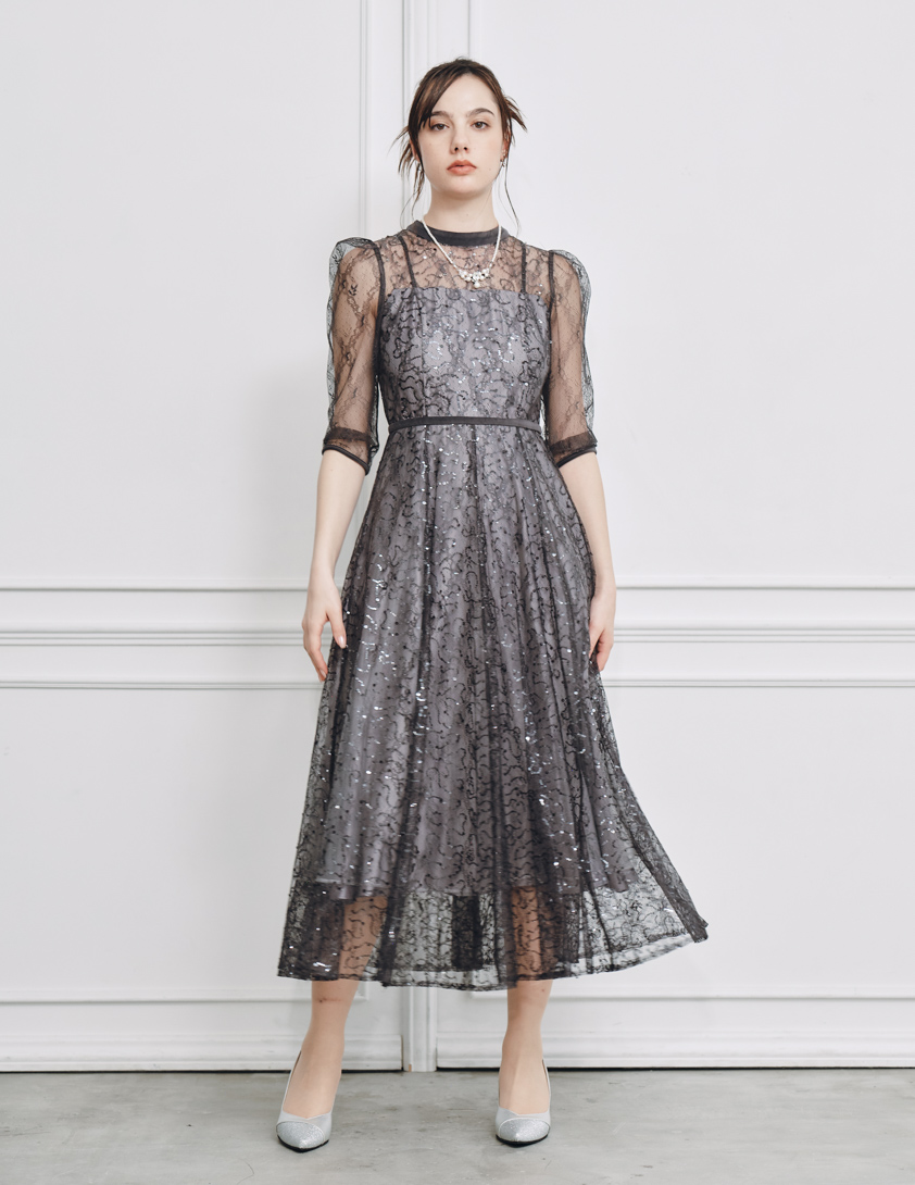 SNIDEL】スパークルレースワンピース｜結婚式パーティのレンタルドレス