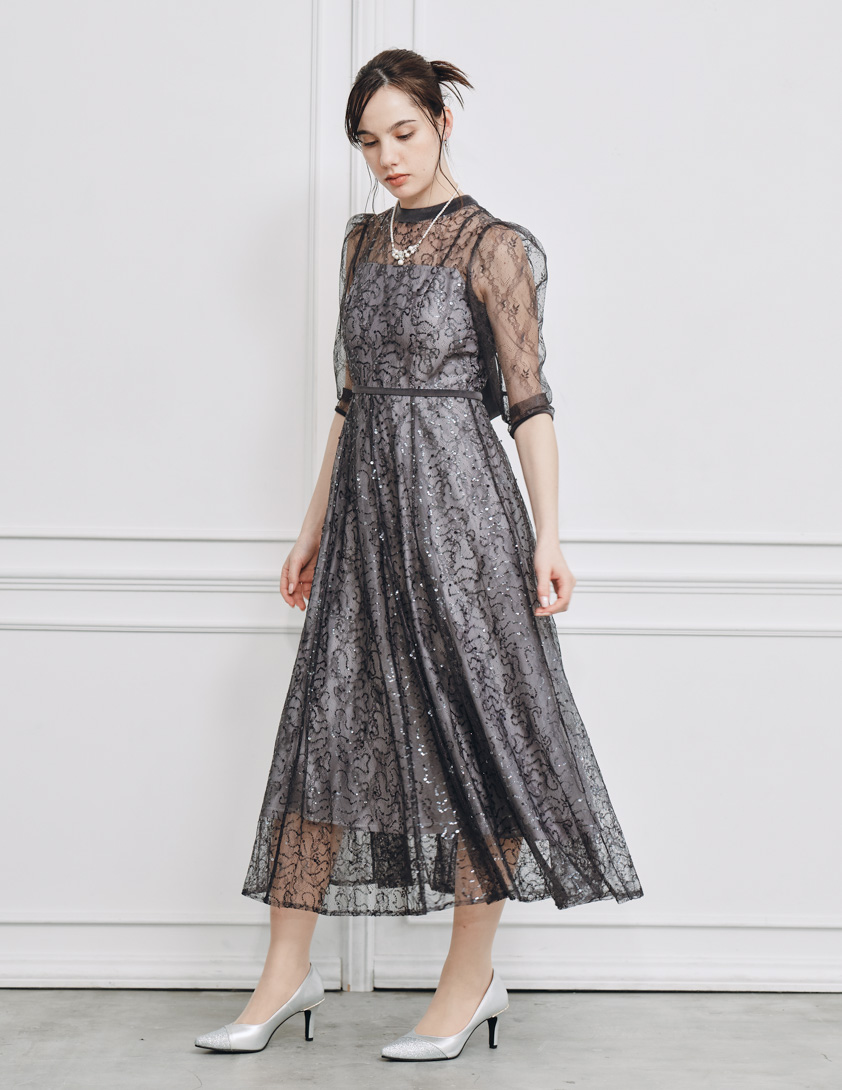 SNIDEL】スパークルレースワンピース｜結婚式パーティのレンタルドレス