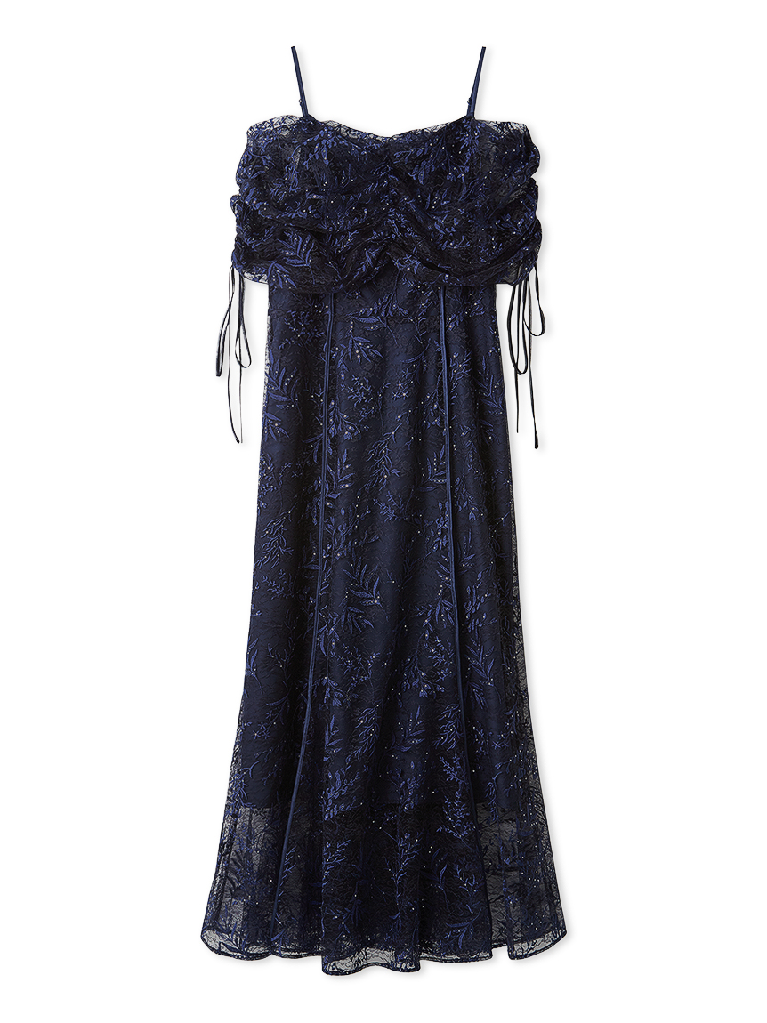 FRAY I.D】シークインフラワーオフショルワンピース｜結婚式パーティの