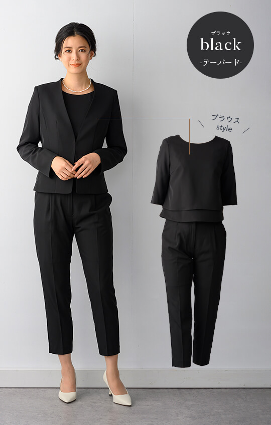 ノーカラーパンツスーツ ママスーツ レディース 入園式 入学式 卒園式