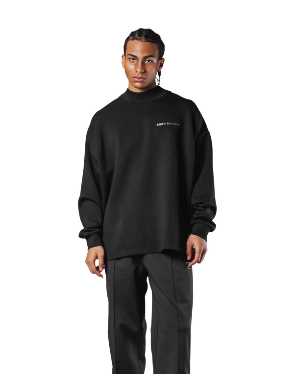 Oversize Mock Neck Pullover - Black – LÝFT