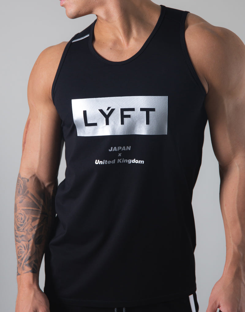 LÝFT Box Logo Standard Fit Stretch Tanktop - Black