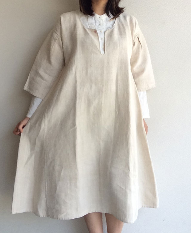 1900～1920年代フランスアンティーク・リネンのスモックドレス 1900