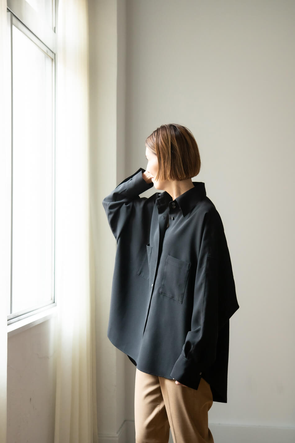 クレープシャツ」「Crepe Shirt」soutiencollar（ステンカラー