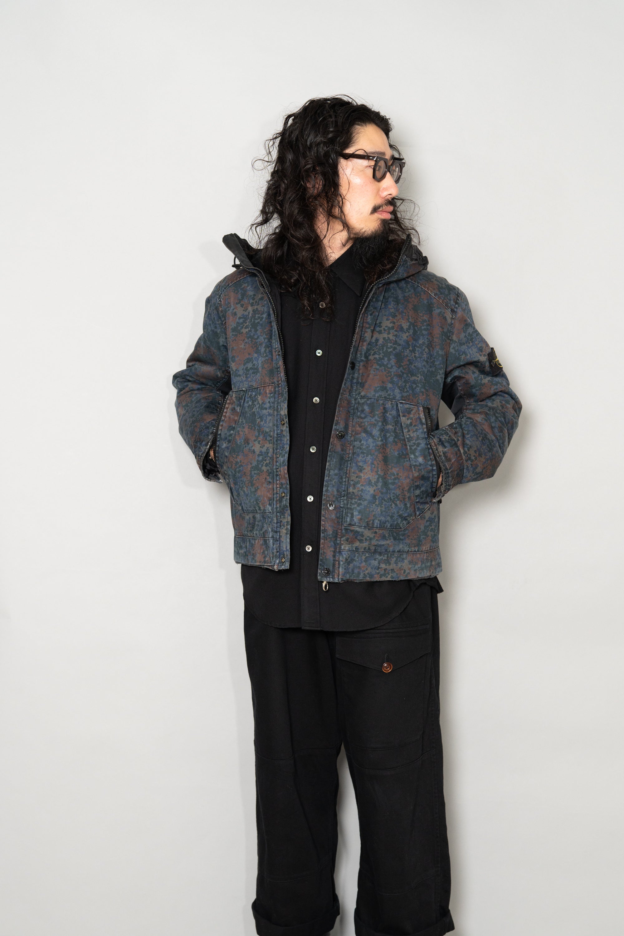 Stone Island 2013AW Raso Gommato Camo Print Overdyed Hooded Padded