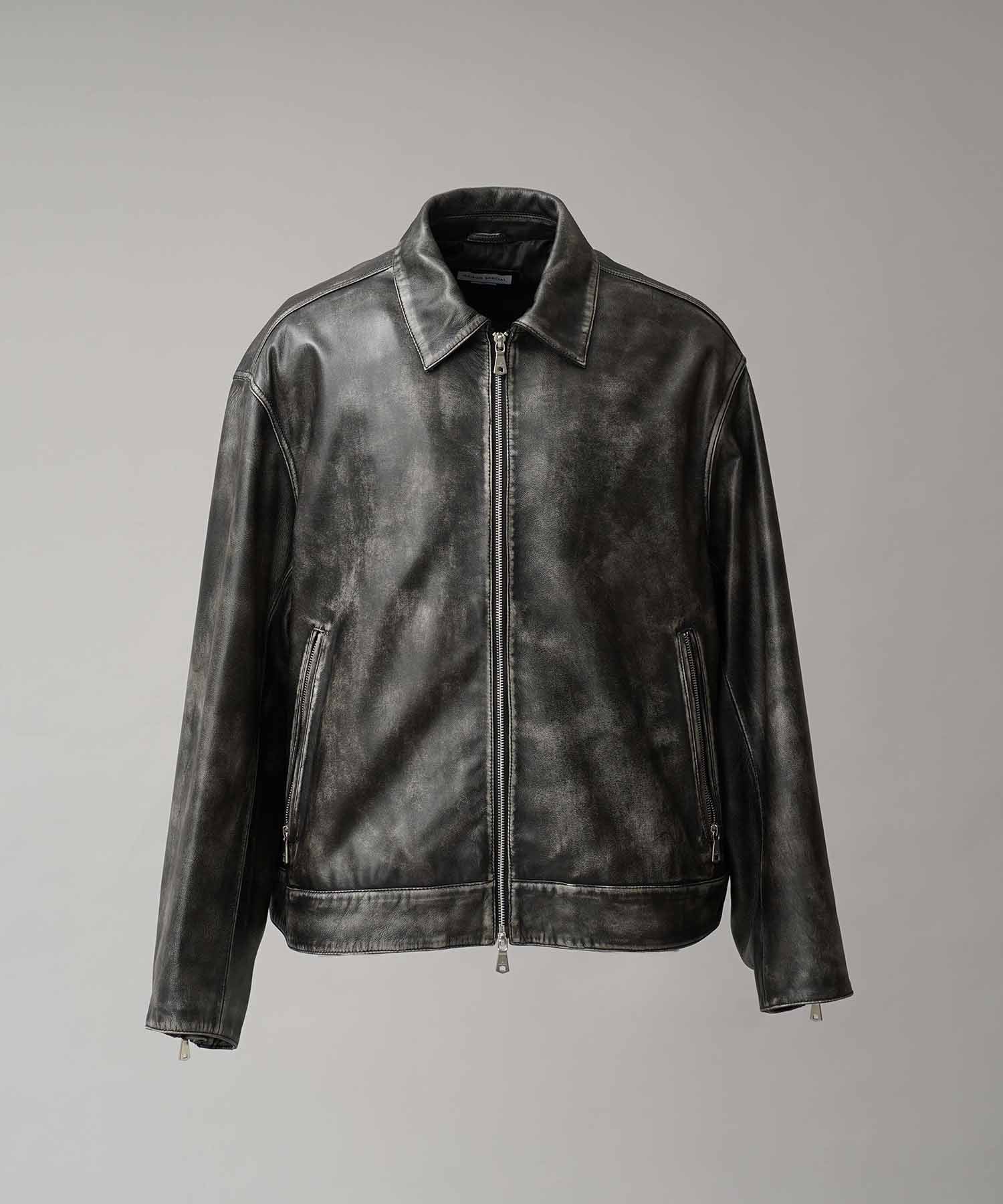Sheep Leather Single Riders Collared Jacket
