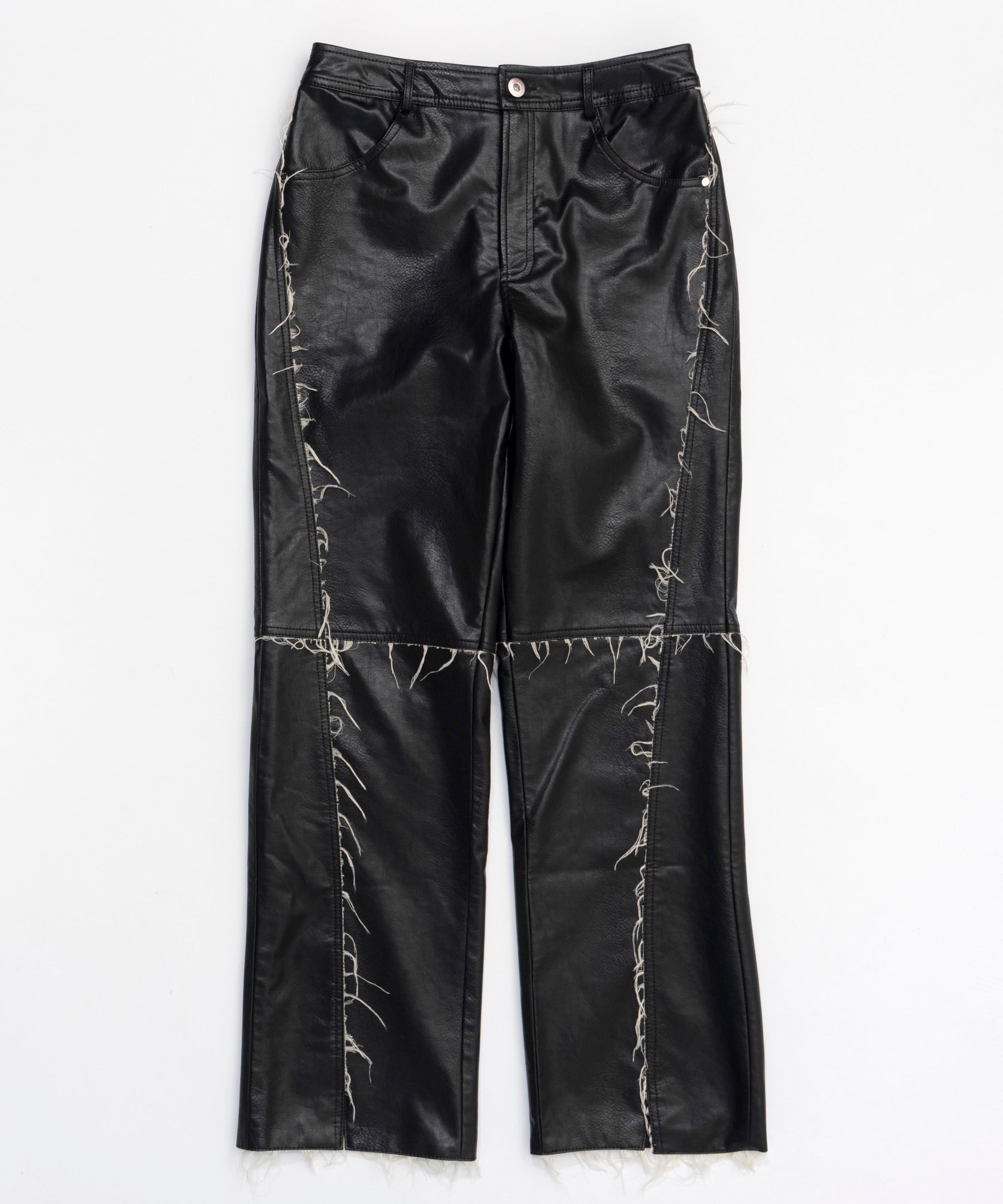 SALE】Vegan Leather Cut Off Pants