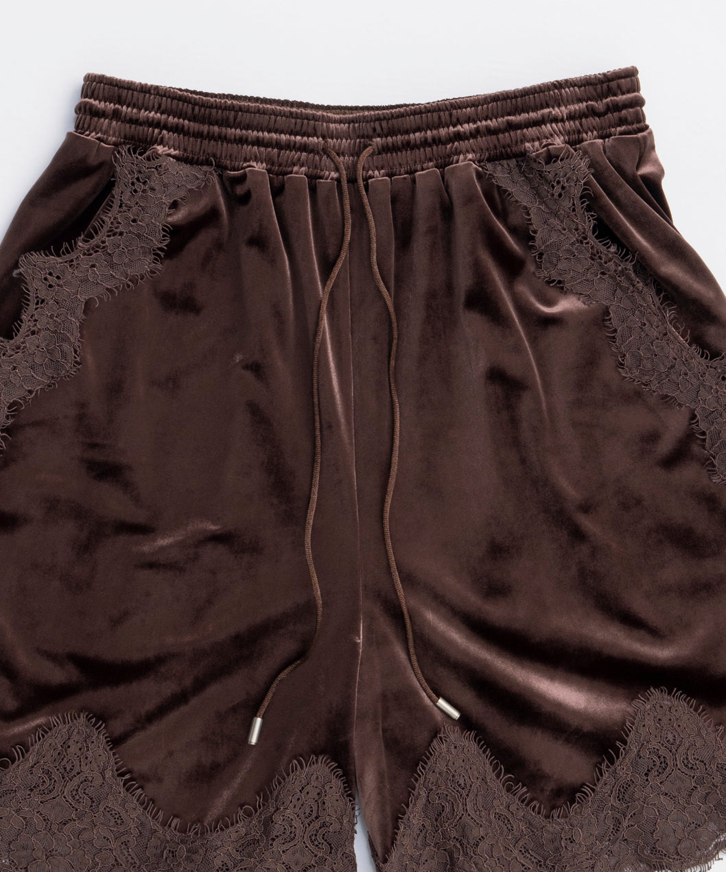 Hem Lace Velour Shorts