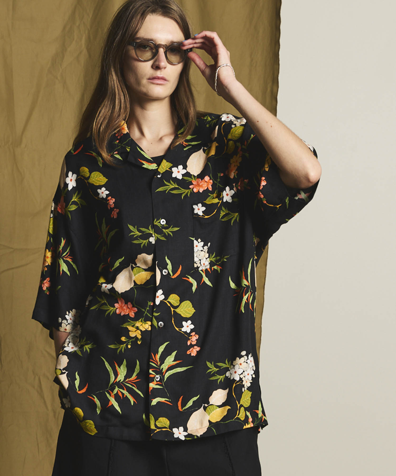 Italian Dead Stock Fabric】Prime-Over Short Sleeve Open Collar Shirt