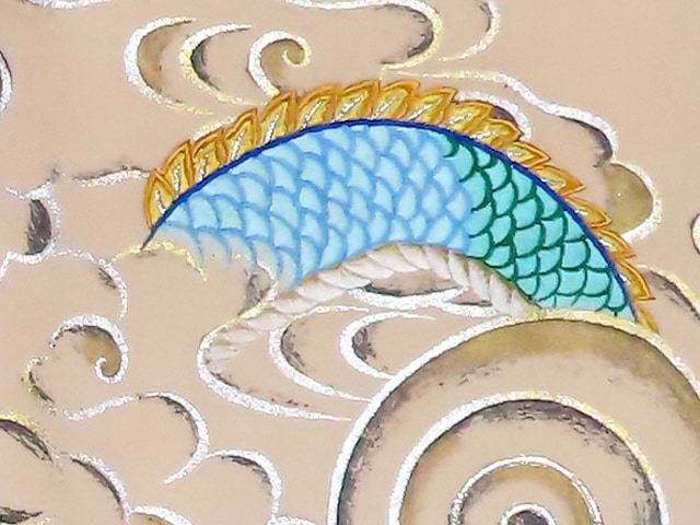 お宮参り特選着物正絹（初着・産着）男児G10-12 龍・虎に雲取り