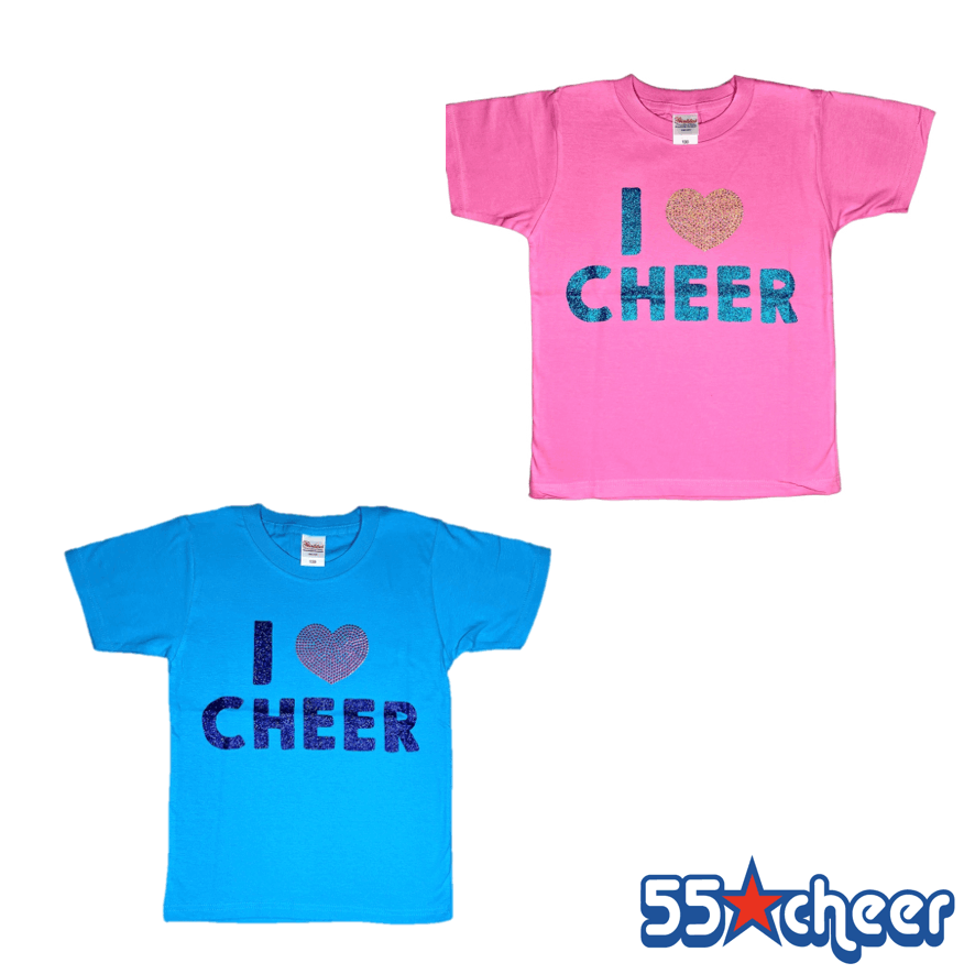 I LOVE CHEER グリッターTシャツ【55チア オリジナル】 | 55チア