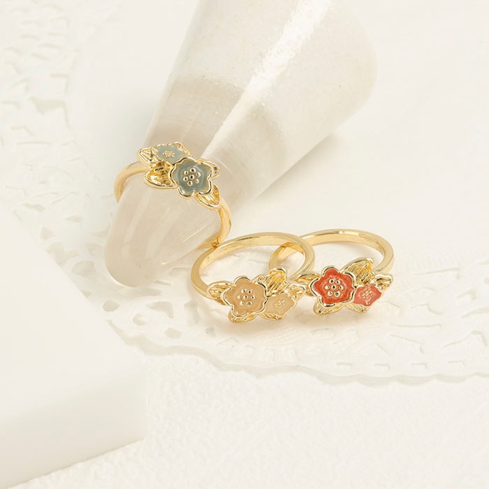 残りわずか】リング 9号 カラーフラワー ダブル【3color】 | リング