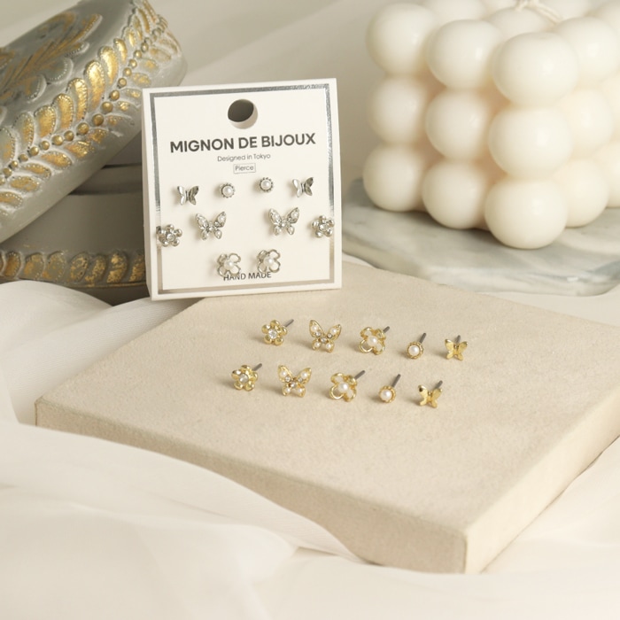 セットピアス 10個 5ペア バタフライ パール フラワー | ピアス,セット