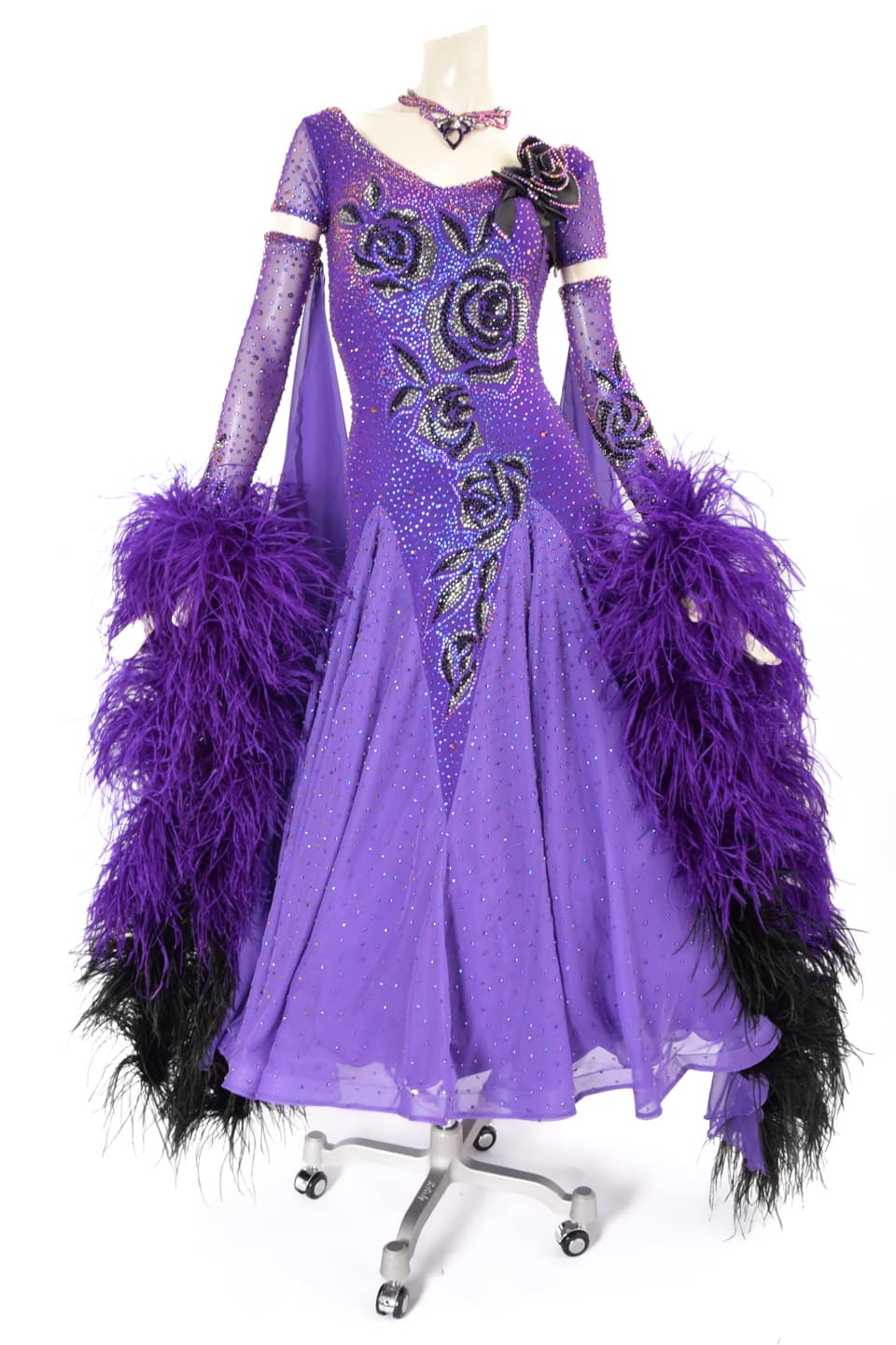 スタンダードドレス WS0665D パープル/ブラック M 社交ダンス モダン