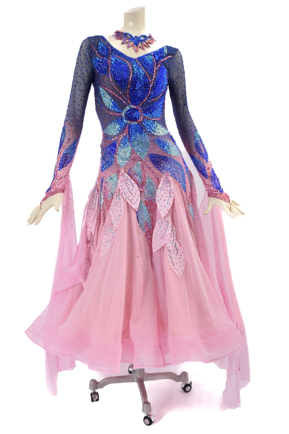 スタンダードドレス WS0646D ネイビー/ローズピンク L 社交ダンス