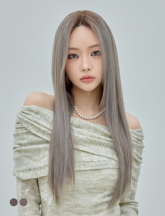 手植えフルウィッグ) ストレート25インチ スリックカット（モースト原