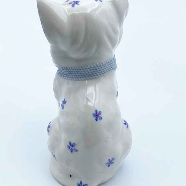 Irish Dresden ブルーのリボンの白猫フィギュリン アイリッシュ