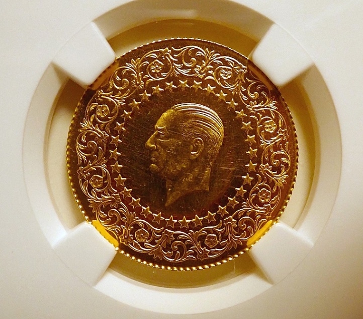 トルコ1970年、100クルシュ金貨、1970年銘の最高鑑定 | アンティーク