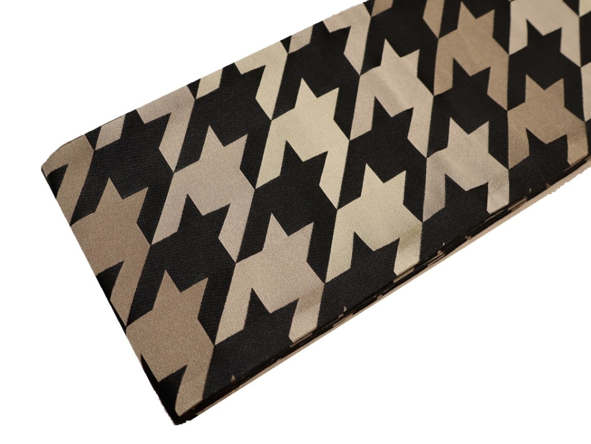 ポリエステル半幅帯「黒色の地に千鳥格子の柄」 | 帯,帯(半幅帯