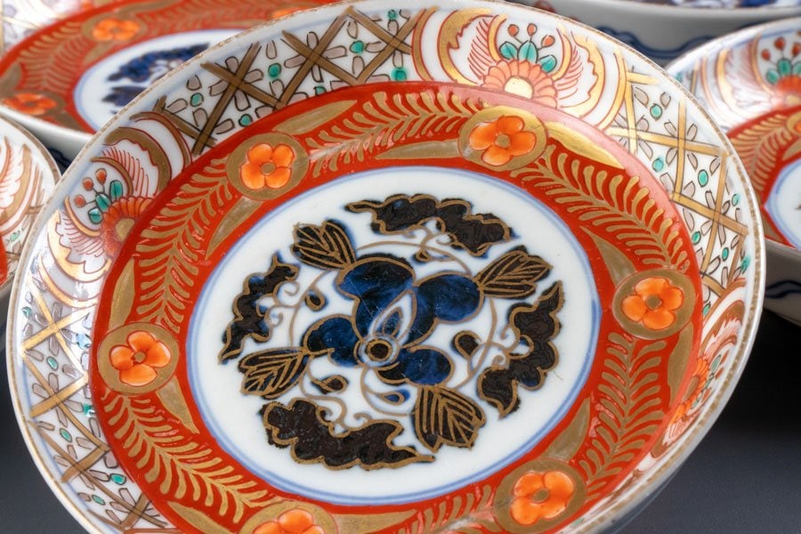 古伊万里】 染錦金彩草花文四寸皿 5客 明治時代 16785 | すべての商品